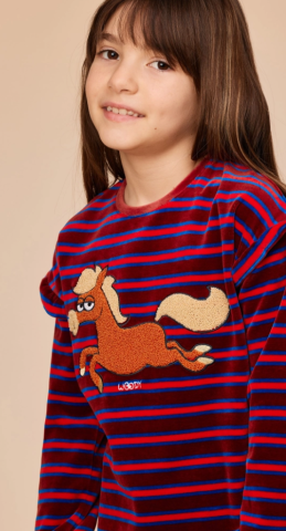 Woody, meisjespyjama, pony, rode streep