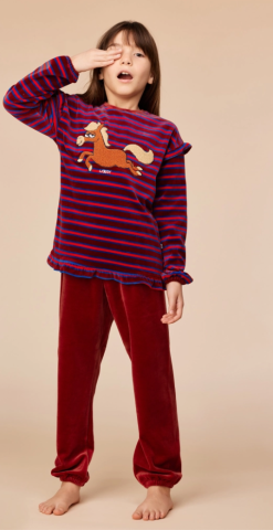 Woody, meisjespyjama, pony, rode streep