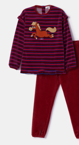 Woody, meisjespyjama, pony, rode streep