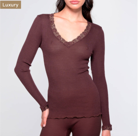 Oscalito, Hemdje LM, wol/zijde, bordeau