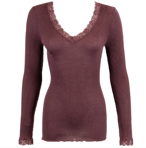 Oscalito, Hemdje LM, wol/zijde, bordeau