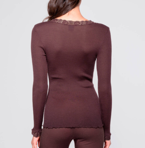 Oscalito, Hemdje LM, wol/zijde, bordeau