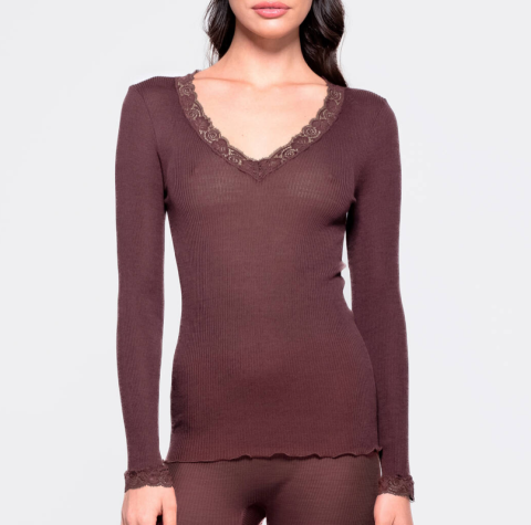 Oscalito, Hemdje LM, wol/zijde, bordeau