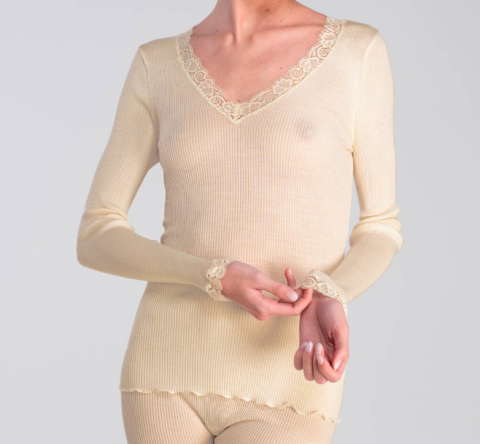 Oscalito, Hemdje LM, wol/zijde, ivoor