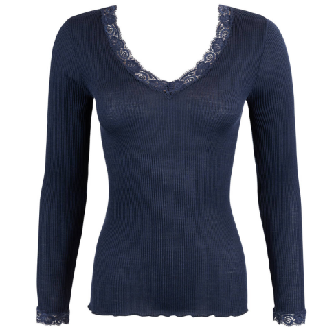 Oscalito, Hemdje LM, wol/zijde, blauw