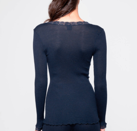 Oscalito, Hemdje LM, wol/zijde, blauw