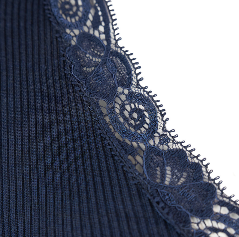 Oscalito, Hemdje LM, wol/zijde, blauw