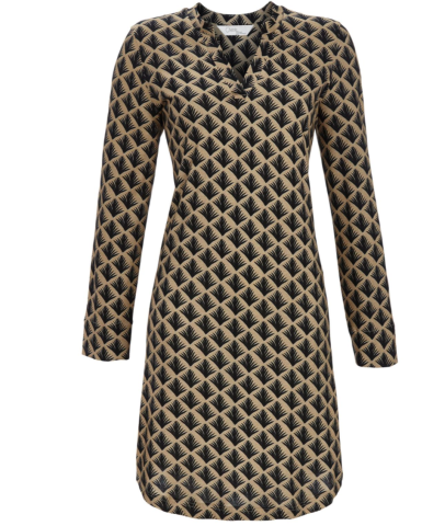Ringella, slaapkleed, beige-zwarte print
