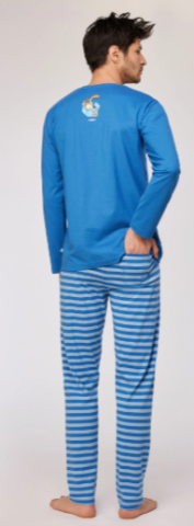 Woody, Herenpyjama, kat, blauw