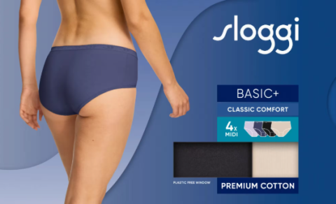 Sloggi, Basic+ midi 3+1 gratis, multi