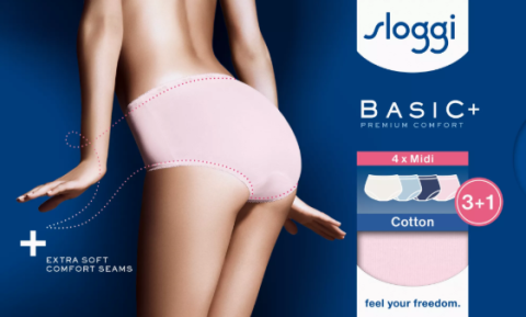 Sloggi, Basic+ midi 3+1 gratis, multi