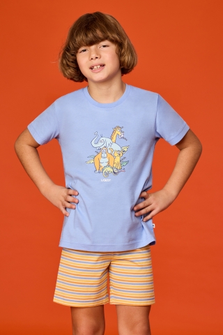 Woody, jongenspyjama, dierentuin, blauw