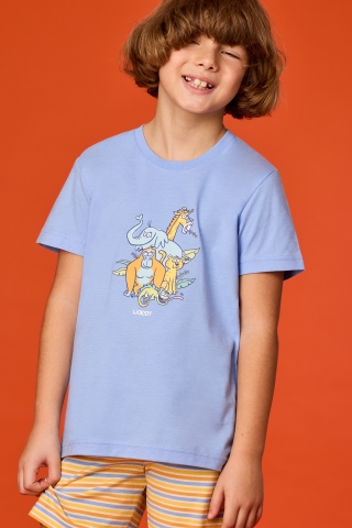 Woody, jongenspyjama, dierentuin, blauw