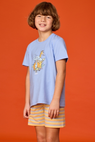 Woody, jongenspyjama, dierentuin, blauw