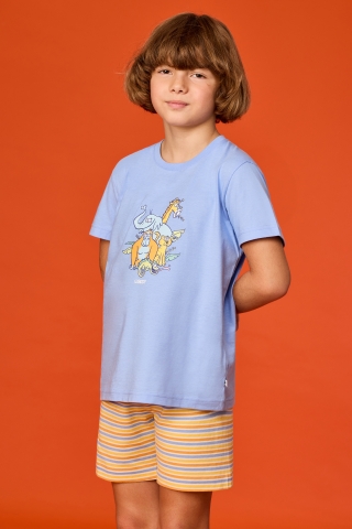 Woody, jongenspyjama, dierentuin, blauw