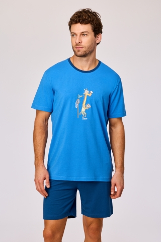 Woody, Herenpyjama, giraf, blauw