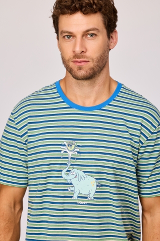 Woody, herenpyjama, olifant, gestreept