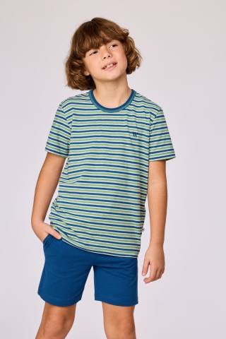 Woody, jongenspyjama, groen-blauw streep