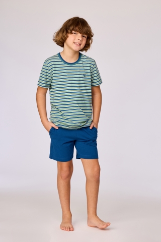 Woody, jongenspyjama, groen-blauw streep