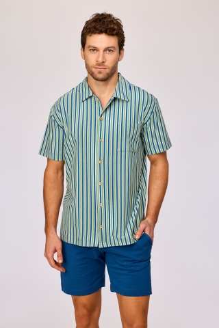 Woody, herenpyjama, doorknoop, streep