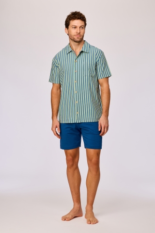 Woody, herenpyjama, doorknoop, streep