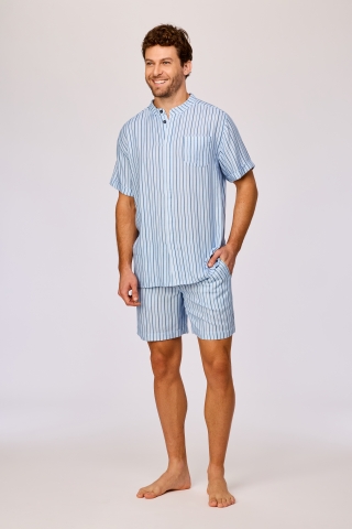 Woody, herenpyjama, lichtblauw, streep