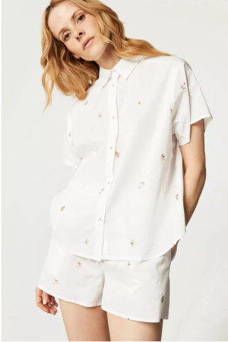 Pluto, pyjama, geweven katoen, wit,