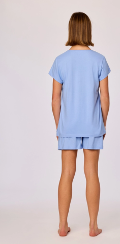 Woody, damespyjama, lichtblauw, tijger