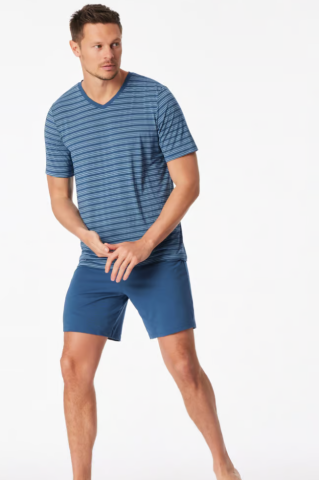 Schiesser, pyjama, Blauw, streep