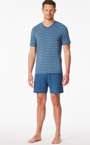 Schiesser, pyjama, Blauw, streep