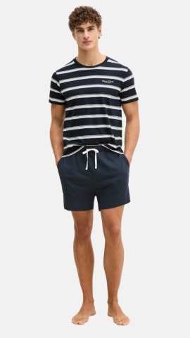 Marco Polo, herenpyjama, blauw, streep