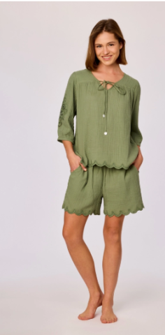 Woody, zomerset, top + short, kaki