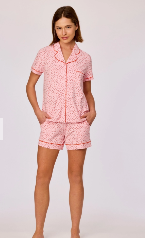 Woody, damespyjama plantjesprint, roos