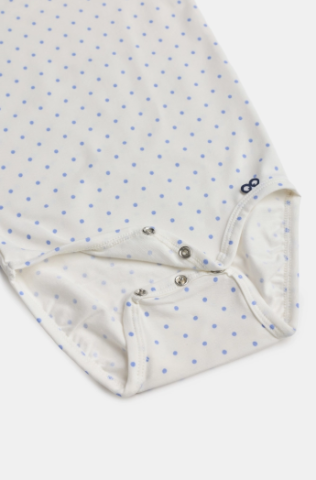 Woody Body, wit met blauwe bolletjes