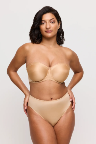 Prima Donna, straplessbh, satin, cognac