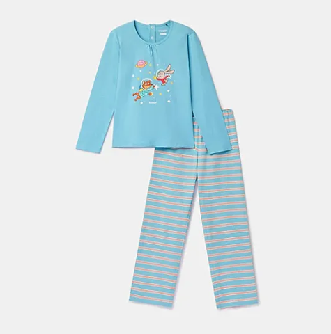 Woody, meisjespyjama, blauw gestreept