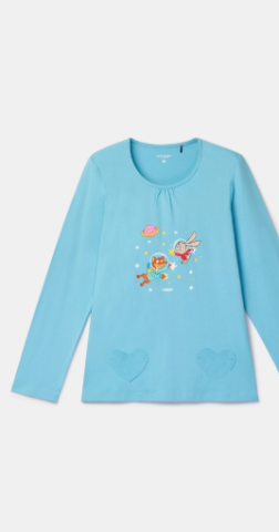 Woody, damespyjama, blauw gestreept