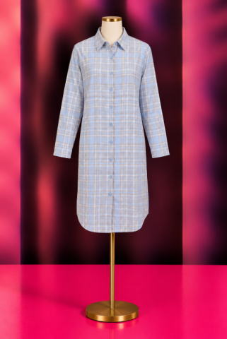 Ringella, Slaapkleed, blauwe print flanel
