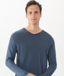 Mey, herenpyjama, blauw met print