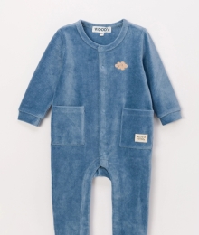 Woody, onesie, velour, blauw