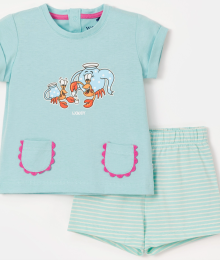 Woody, babypyjama, kreeft, turquoise