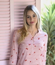 Ringella, slaapkleed, kersenprint, rood