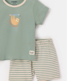 Woody, pyjama, groen, Luiaard