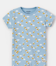 Woody, onesie, blauw bijenprint