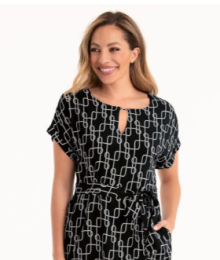 Anita, kleedje, zwart-wit hermes print