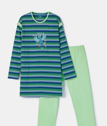 Woody, meisjespyjama blauw-groen streep