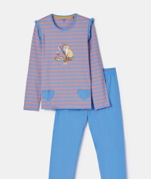 Woody, Meisjespyjama, blauw, kat