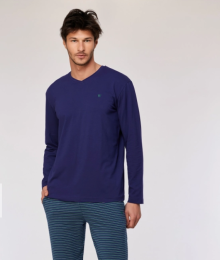 Woody, herenpyjama, donkerblauw