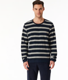 Schiesser, Herenpyjama, badstof, blauw 