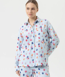Mey, damespyjama, flying macarons, blue